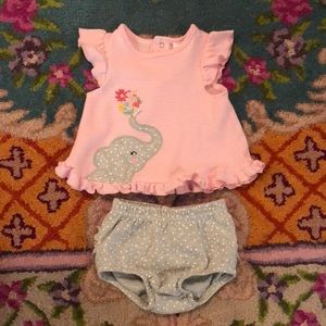 Baby girl 2 piece outfit Polka dot elephant